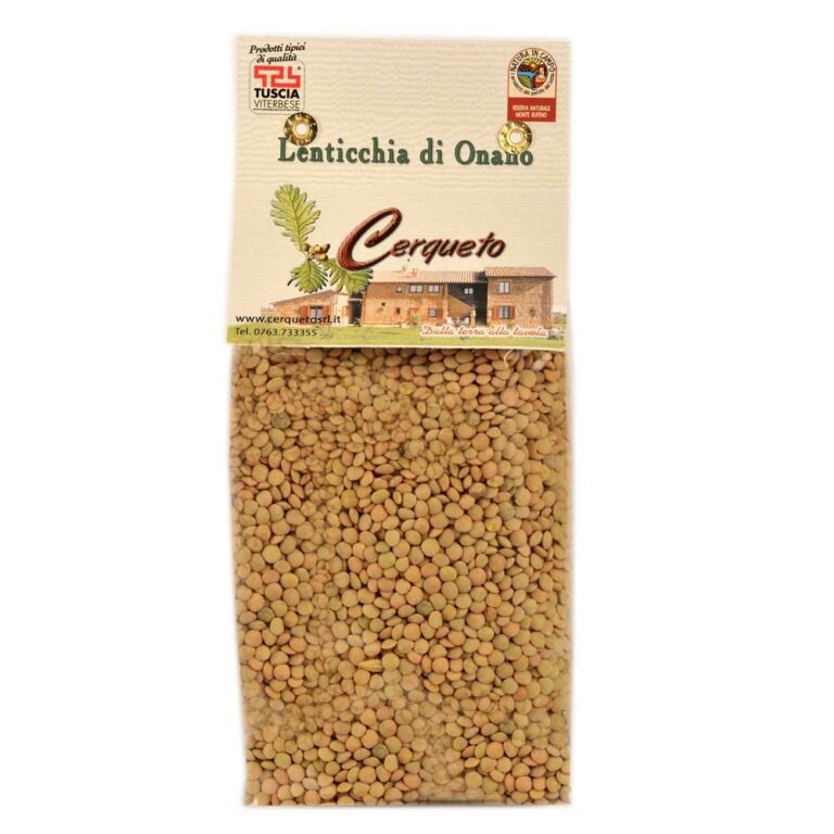 Il Cerqueto Lentils from Onano | Ancient species of lentils organically grown on volcanic soil.
Rich in Protein and Microelements.
